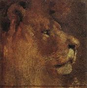 Louis Abrahams Lion-s head France oil painting artist